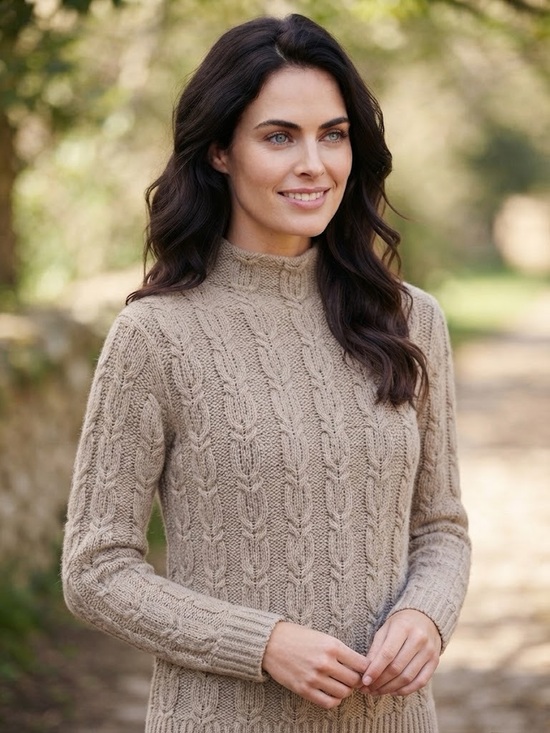 Caslon Sweaters - Caslon Nordstrom Rory Gilmore Cable Knit Mock Neck Sweater Taupe Oatmeal Cozy M
